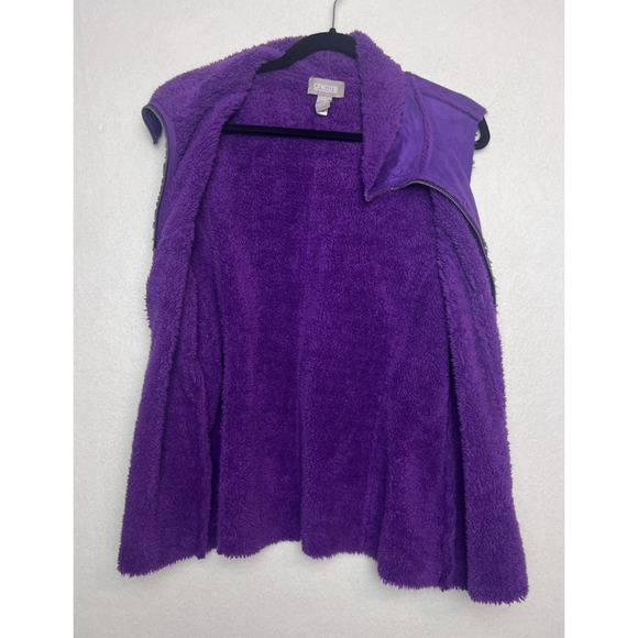 Chico's Women's Purple Fleece Turtle Neck Full Zip Vest Size 3/XL Warm Soft - Picture 2 of 7